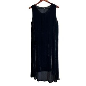 Bryn Walker Size Small High Low Midi Dress Velvet Black Lagenlook Silk Blend